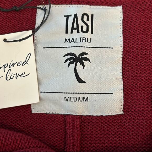 Tasi Malibu Maroon Aztec Embroidered Fringe Poncho NWT Boho Western - Picture 5 of 12